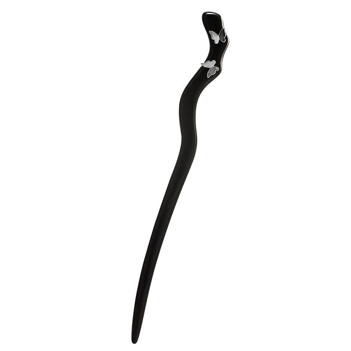 Buddha Stones 925 Srebro Sterling Klasyczny Chiński Styl Ebony Motyl Relaks Spinka Do Włosów - image 6