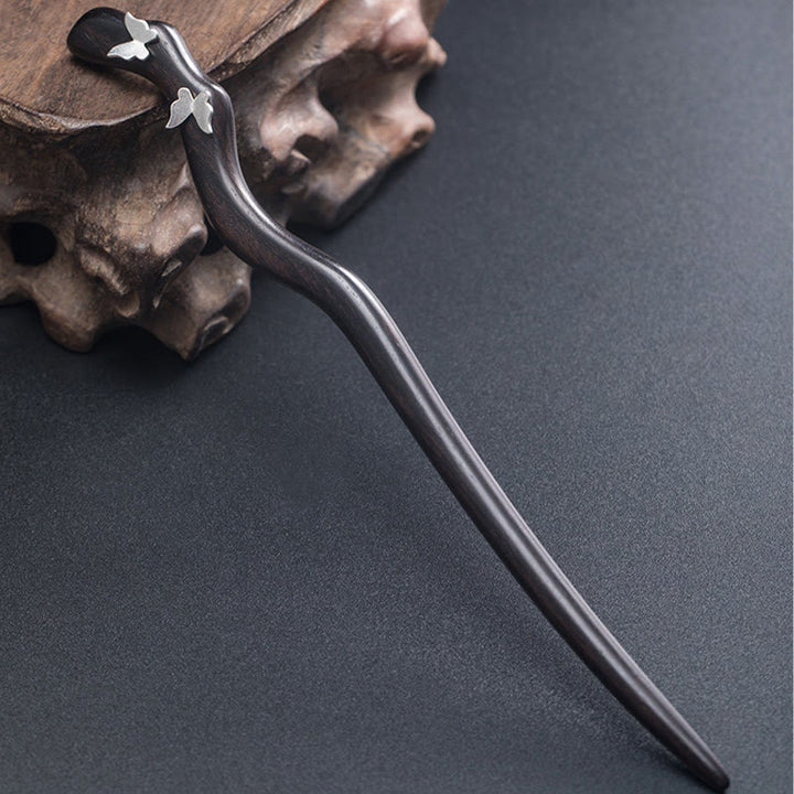 Buddha Stones 925 Srebro Sterling Klasyczny Chiński Styl Ebony Motyl Relaks Spinka Do Włosów