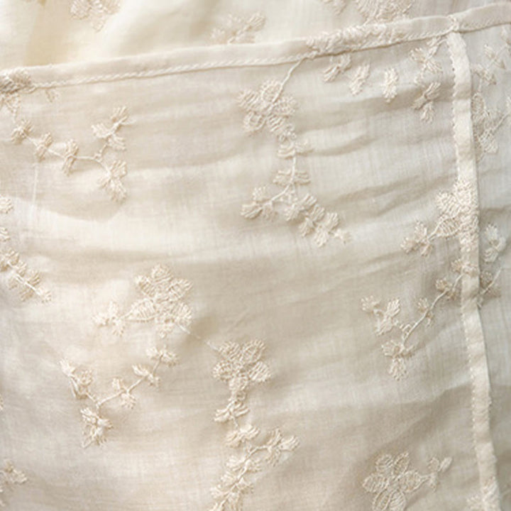 Sukienka midi z ramiączkami Buddha Stones z haftem, skośnym kołnierzem i stójką, z krótkim rękawem i kieszeniami - image 8