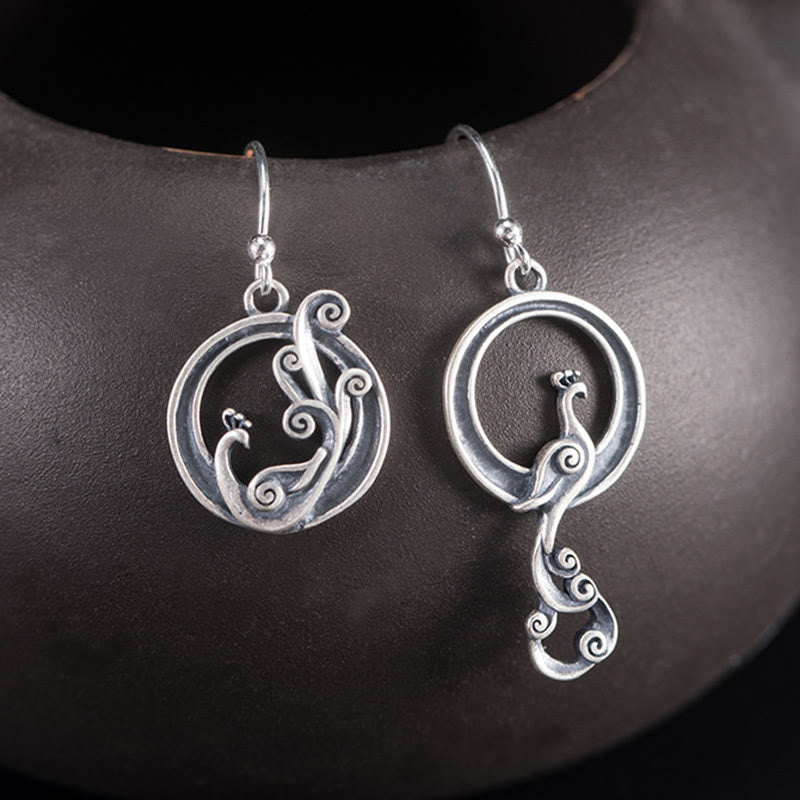 Kolczyki Buddha Stones 925 Sterling Silver Round Asymmetry Pawie Fortune - Srebro próby 925 - image 0