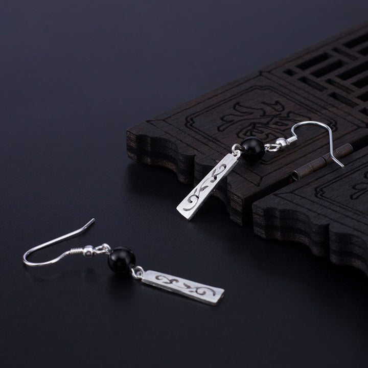 Buddha Stones 925 Srebro Sterling Czarny Onyks Puste Winorośli Ochrona Drop - image 5