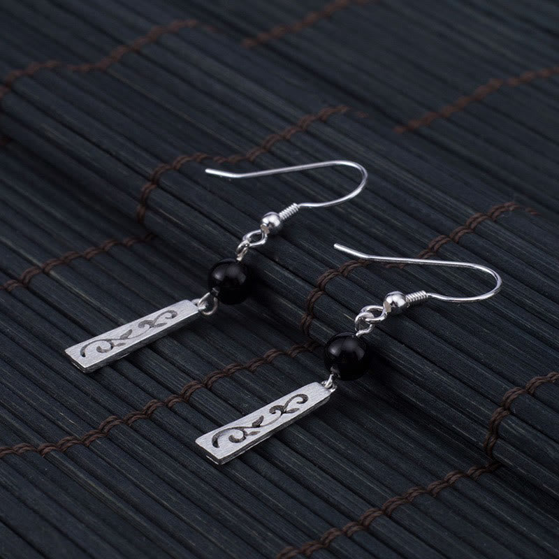 Buddha Stones 925 Srebro Sterling Czarny Onyks Puste Winorośli Ochrona Drop - image 4