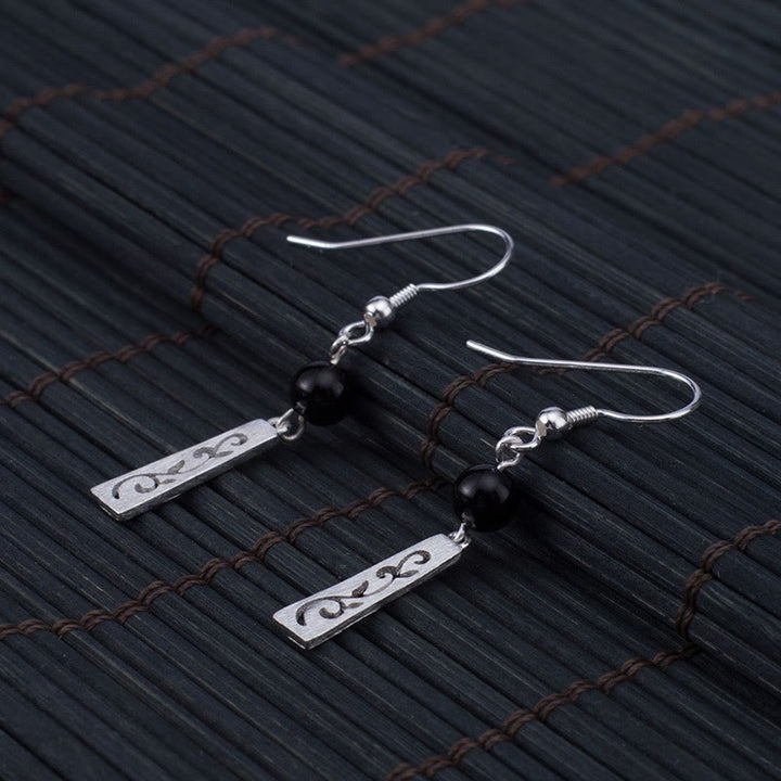 Buddha Stones 925 Srebro Sterling Czarny Onyks Puste Winorośli Ochrona Drop - image 4