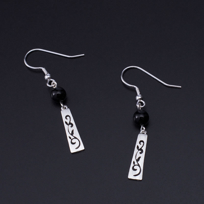 Buddha Stones 925 Srebro Sterling Czarny Onyks Puste Winorośli Ochrona Drop