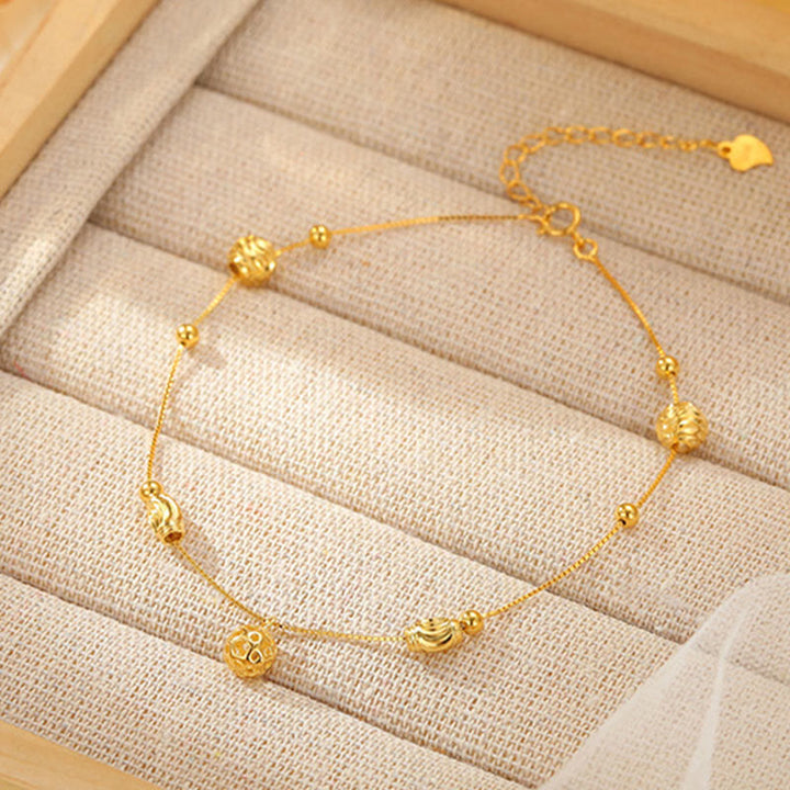 Buddha Stones 925 Srebro Sterling Prosty Dzwon Koralik Błogosławieństwo Anklet