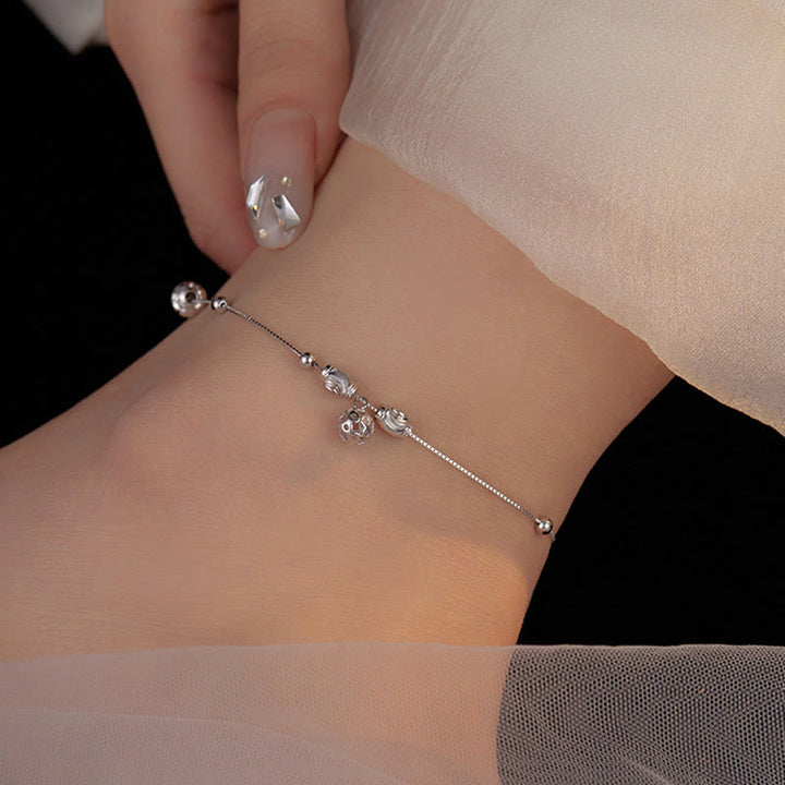 Buddha Stones 925 Srebro Sterling Prosty Dzwon Koralik Błogosławieństwo Anklet