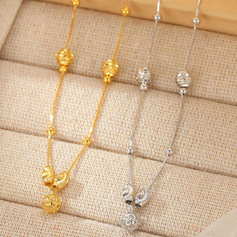 Buddha Stones 925 Srebro Sterling Prosty Dzwon Koralik Błogosławieństwo Anklet