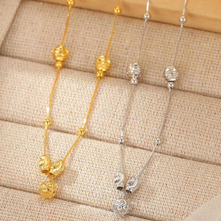 Buddha Stones 925 Srebro Sterling Prosty Dzwon Koralik Błogosławieństwo Anklet