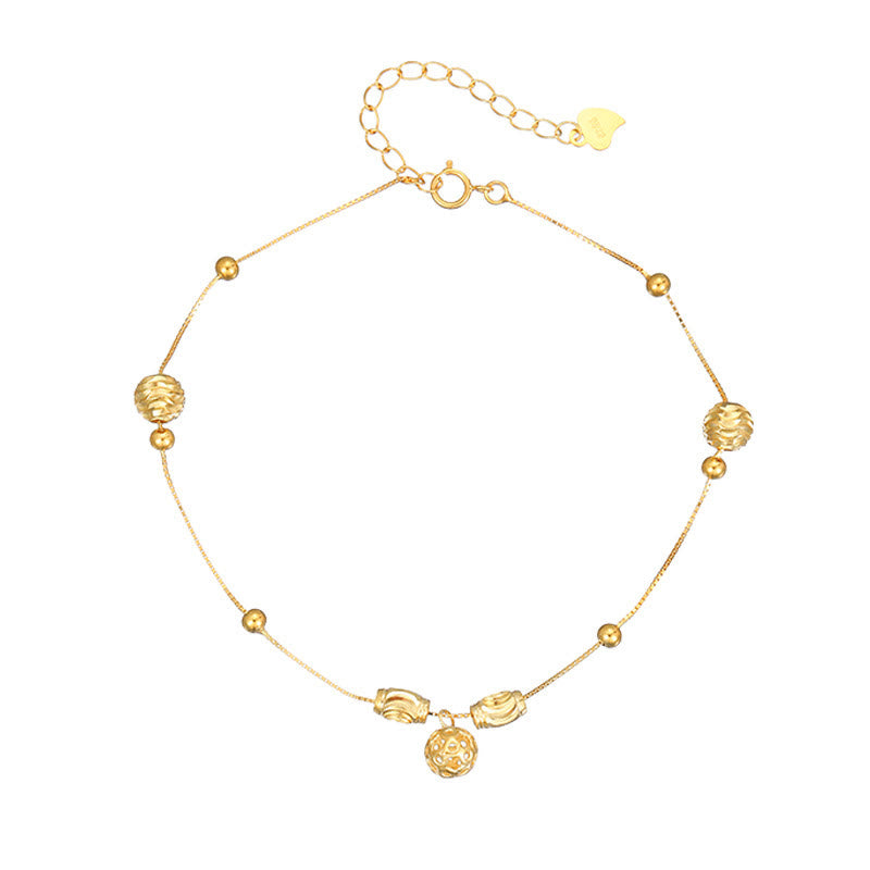 Buddha Stones 925 Srebro Sterling Prosty Dzwon Koralik Błogosławieństwo Anklet - image 9