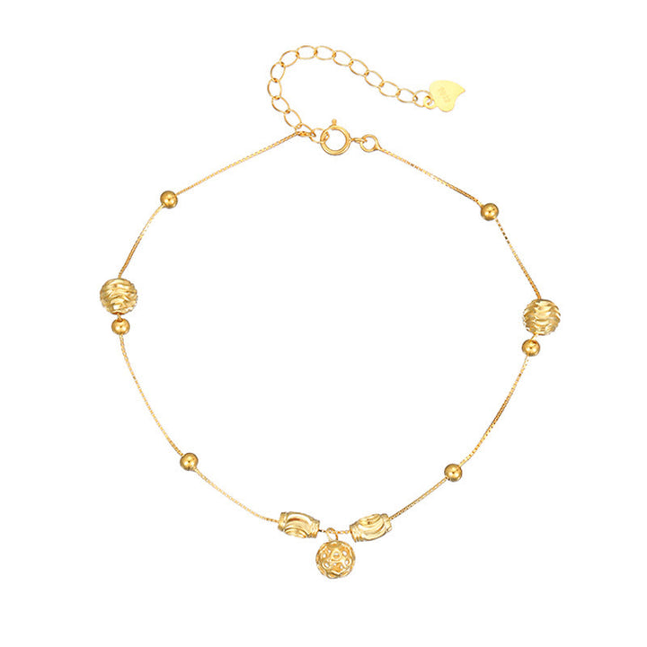 Buddha Stones 925 Srebro Sterling Prosty Dzwon Koralik Błogosławieństwo Anklet - image 9