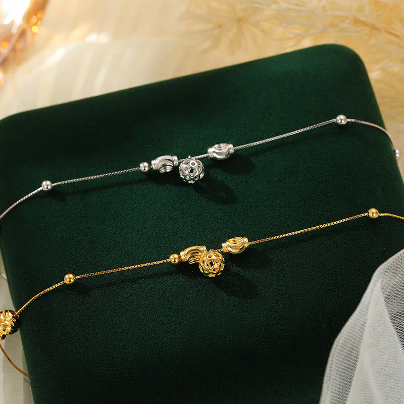 Buddha Stones 925 Srebro Sterling Prosty Dzwon Koralik Błogosławieństwo Anklet