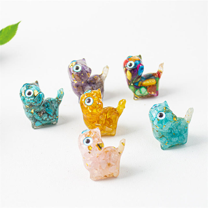 Buddha Stones Naturalny kryształ turkusowy akwamaryn ametyst dekoracja chroniąca kota - image 18
