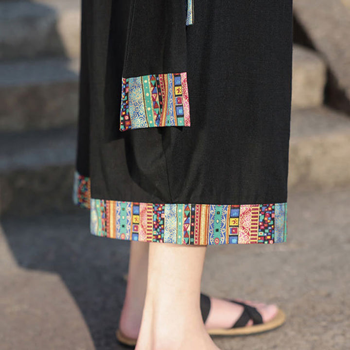Buddha Stones Letnie Etniczne Spodnie Męskie Z Szerokimi Nogawkami I Kieszeniami, Długość 7-8 - image 12