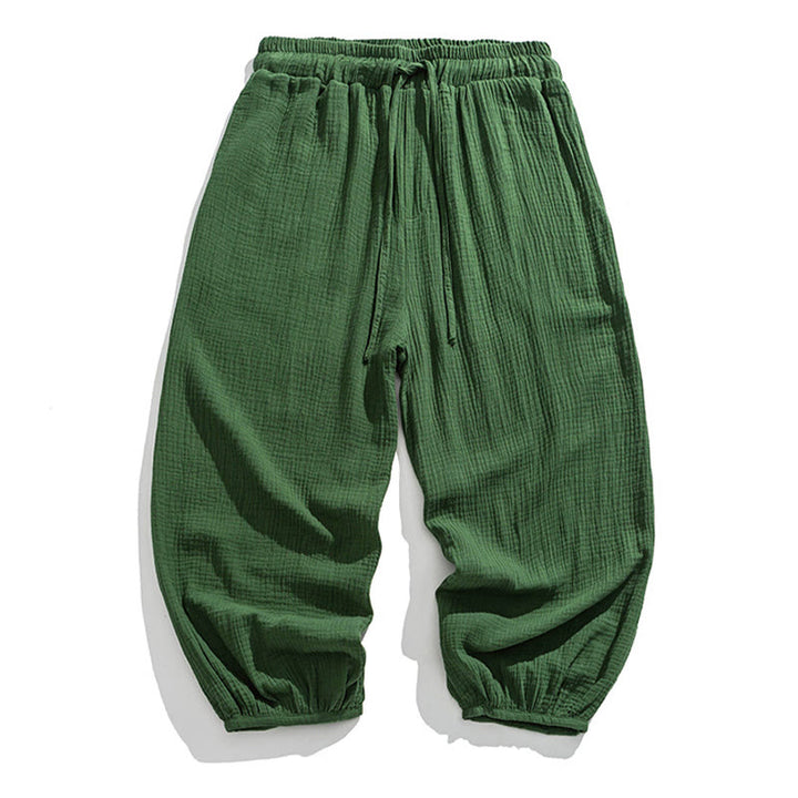 Spodnie męskie z miękkiej, jednolitej bawełny ze ściągaczem Buddha Stones i kieszeniami - ForestGreen - US/UK/AU46， EU56 (5XL) - image 31