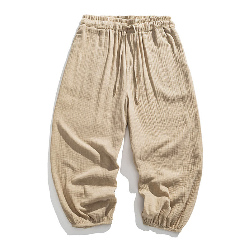 Spodnie męskie z miękkiej, jednolitej bawełny ze ściągaczem Buddha Stones i kieszeniami - image 12