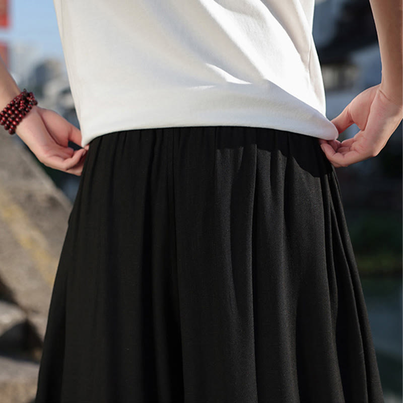 Buddha Stones Proste Patchworkowe Wzory Ściągane Sznurkiem Miękkie Bawełniane Spodnie Męskie Szerokie Nogawki Z Kieszeniami - image 24