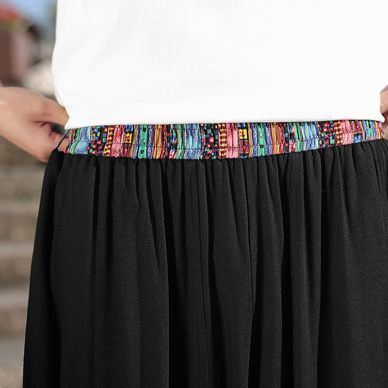 Buddha Stones Proste Patchworkowe Wzory Ściągane Sznurkiem Miękkie Bawełniane Spodnie Męskie Szerokie Nogawki Z Kieszeniami - image 23