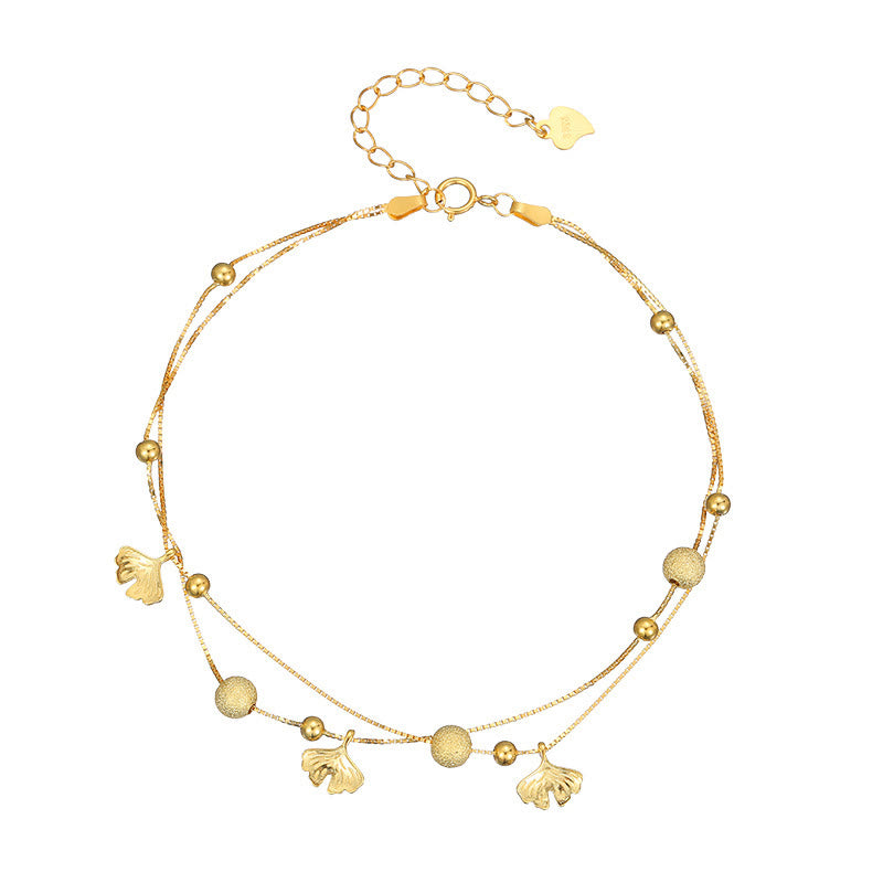 Bransoletka ochronna na kostkę z podwójnymi warstwami liści miłorzębu Buddha Stones ze srebra próby 925 - image 10