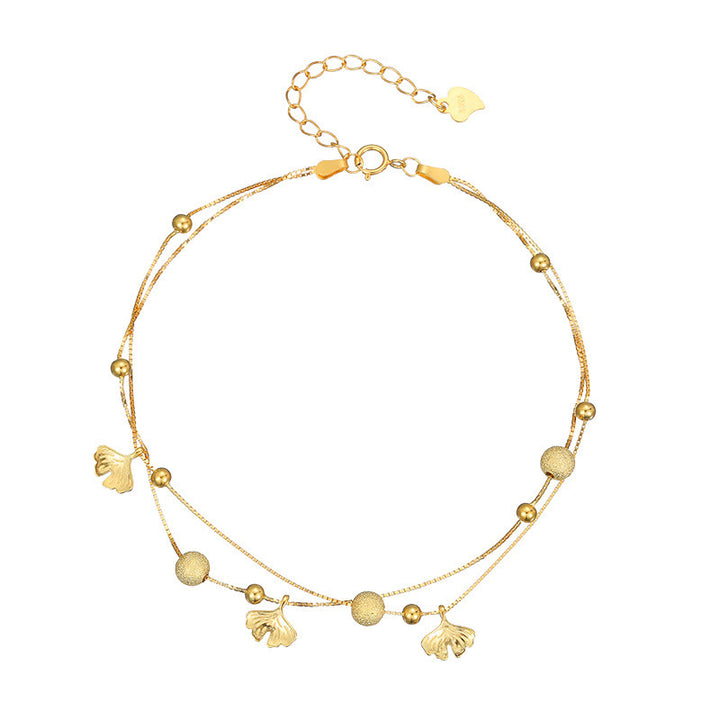 Bransoletka ochronna na kostkę z podwójnymi warstwami liści miłorzębu Buddha Stones ze srebra próby 925 - image 10