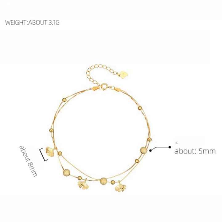 Bransoletka ochronna na kostkę z podwójnymi warstwami liści miłorzębu Buddha Stones ze srebra próby 925 - image 11