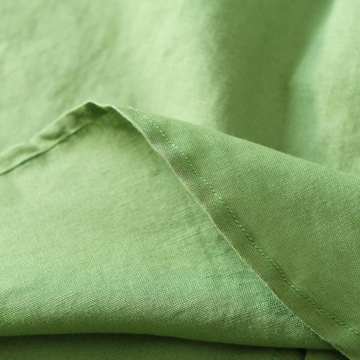 Koszula męska z krótkim rękawem i guzikami z bawełny i lnu w prostym stylu z motywem Buddha Stones - image 4