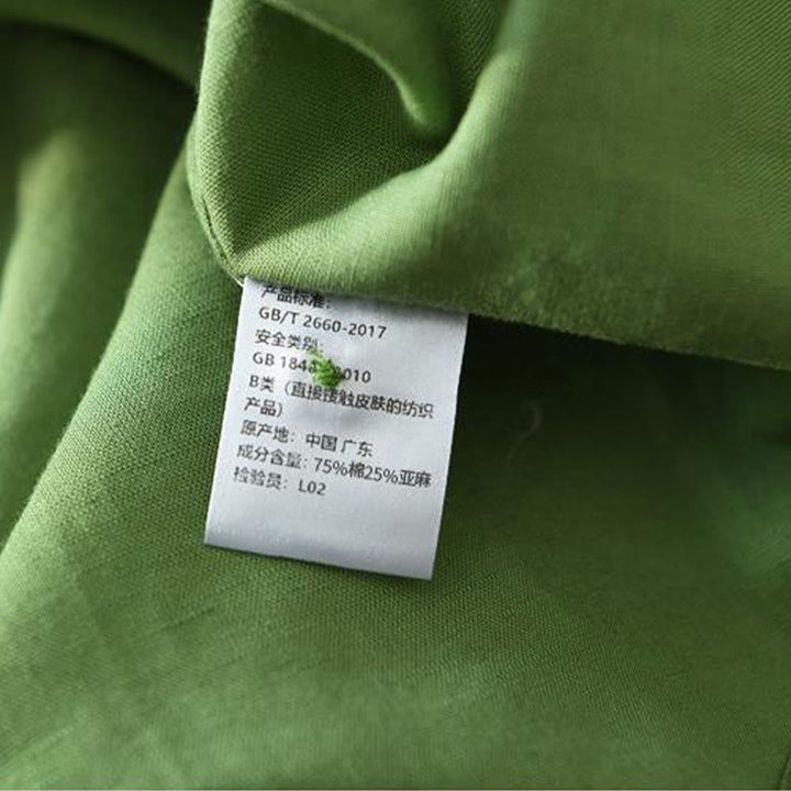 Koszula męska z krótkim rękawem i guzikami z bawełny i lnu w prostym stylu z motywem Buddha Stones - image 6