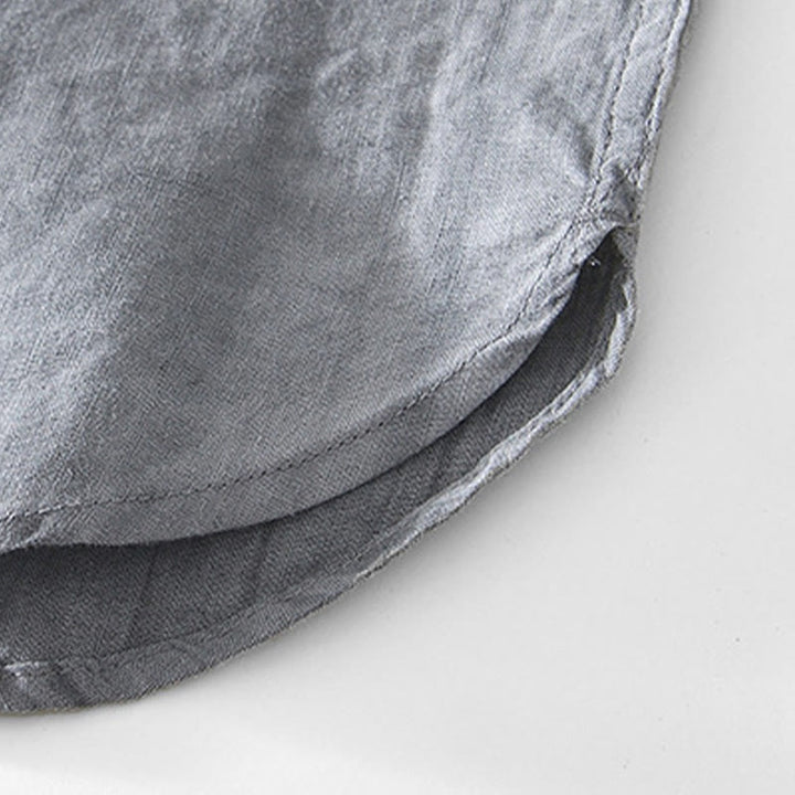 Koszula męska z krótkim rękawem i dekoltem w serek, z bawełny ramii Buddha Stones, zapinana na pół guziki - image 6