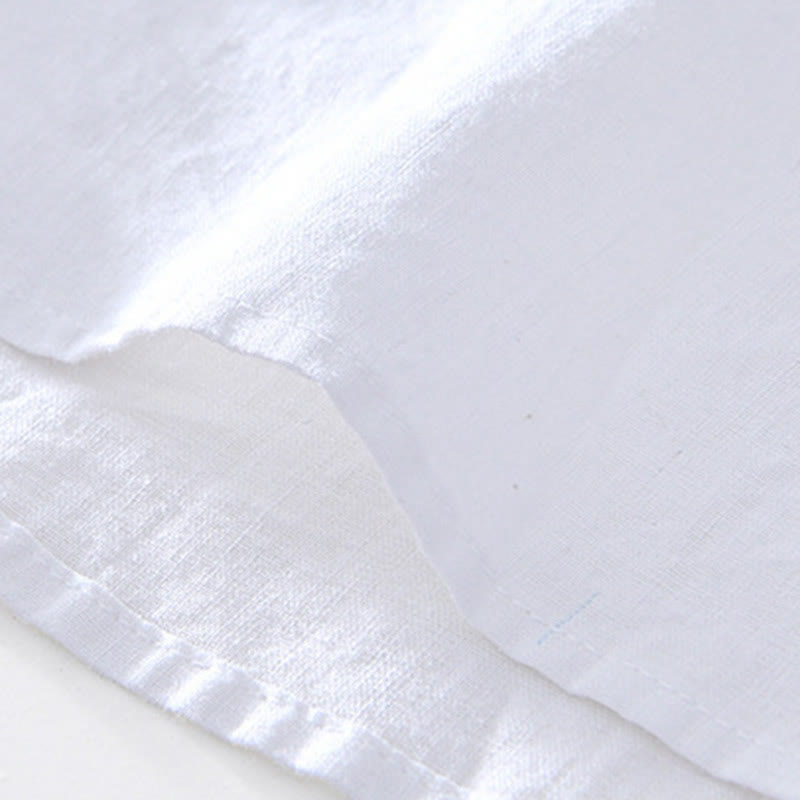 Koszula męska z krótkim rękawem i dekoltem w serek, z bawełny ramii Buddha Stones, zapinana na pół guziki - image 17