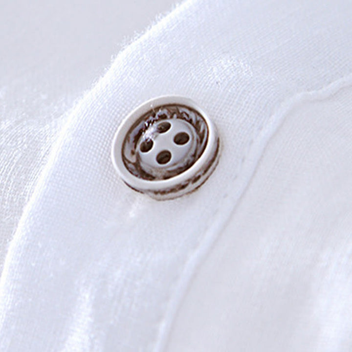 Koszula męska z krótkim rękawem i dekoltem w serek, z bawełny ramii Buddha Stones, zapinana na pół guziki - image 15