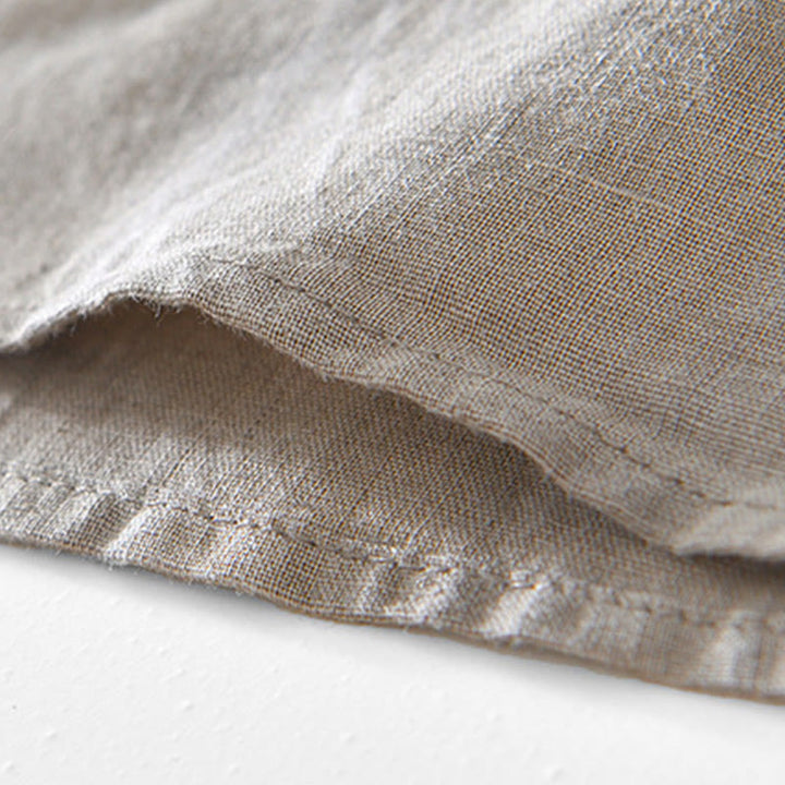 Koszula męska z krótkim rękawem i dekoltem w serek, z bawełny ramii Buddha Stones, zapinana na pół guziki - image 11