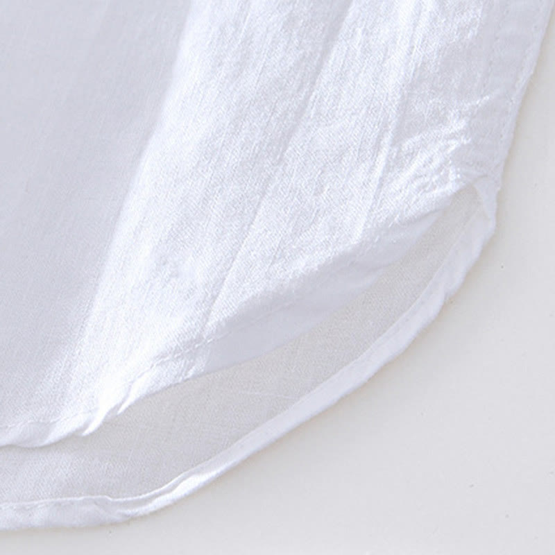 Koszula męska z krótkim rękawem i dekoltem w serek, z bawełny ramii Buddha Stones, zapinana na pół guziki - image 18