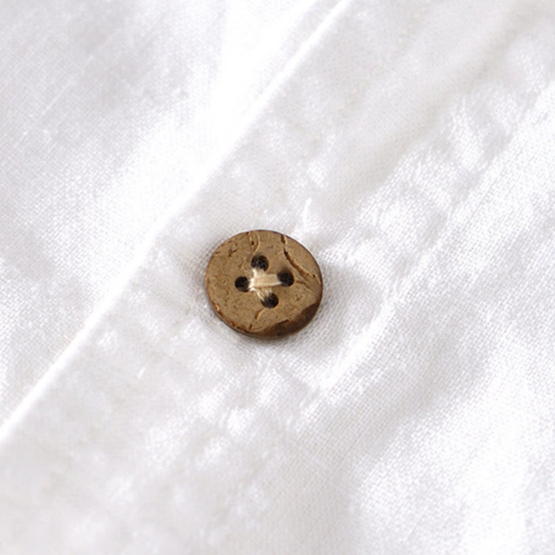 Koszula męska z krótkim rękawem i bawełną z lnu Buddha Stones Summer Stand Collar Half Button - image 10