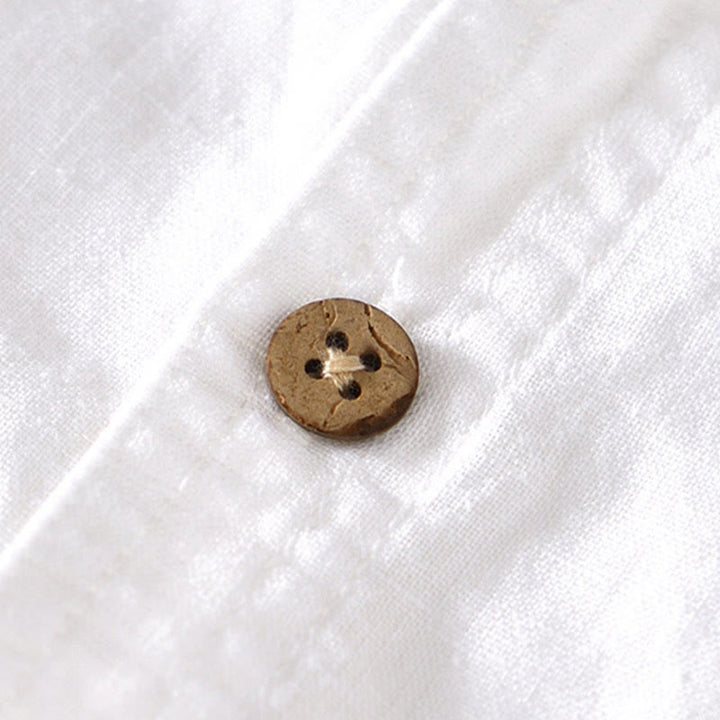 Koszula męska z krótkim rękawem i bawełną z lnu Buddha Stones Summer Stand Collar Half Button - image 10