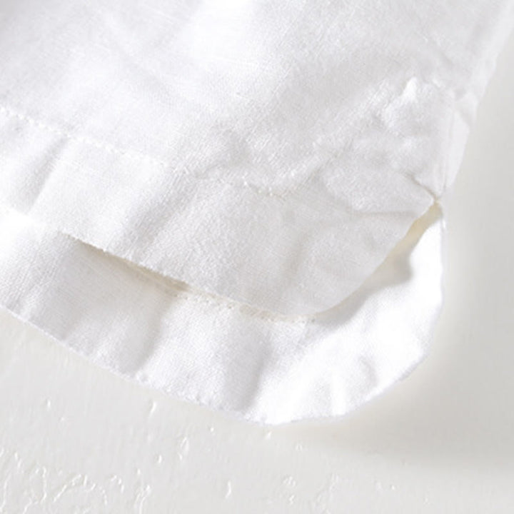 Koszula męska z krótkim rękawem i bawełną z lnu Buddha Stones Summer Stand Collar Half Button - image 12