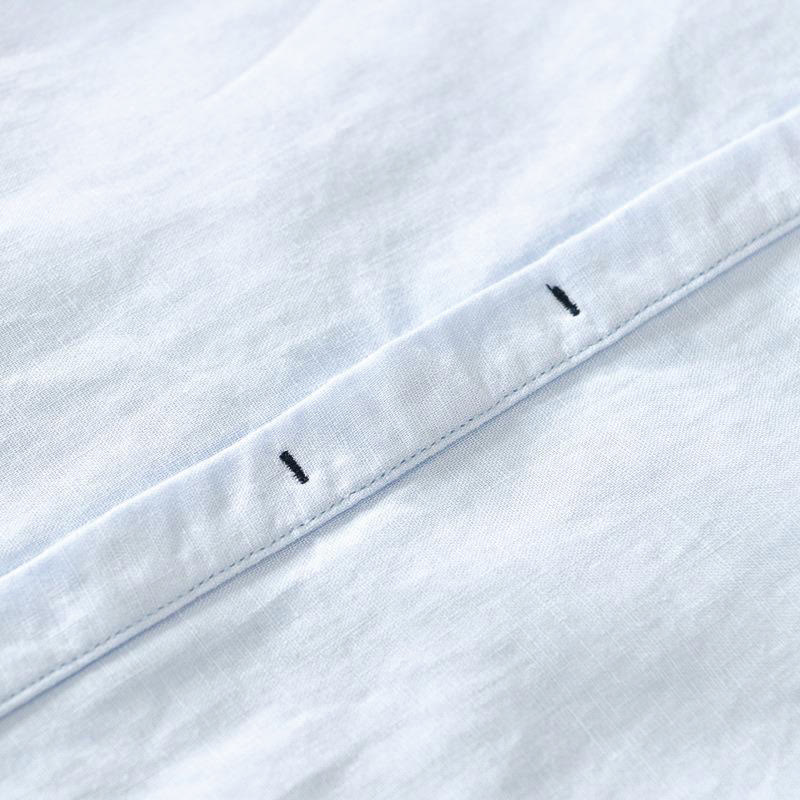 Koszula męska z krótkim rękawem, bawełną i lnem, zapinana na pół guzika, z Buddha Stones , w prostym wzornictwie - image 13