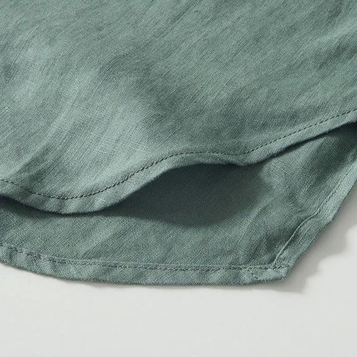 Koszula męska z krótkim rękawem i stójką Buddha Stones Daily Frog-Button z lnu - image 21