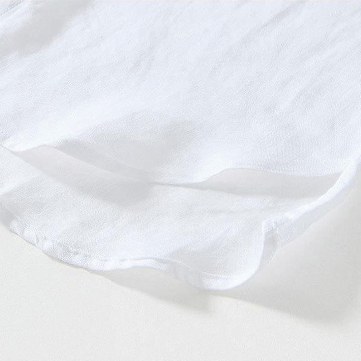 Koszula męska z krótkim rękawem i stójką Buddha Stones Daily Frog-Button z lnu - image 11