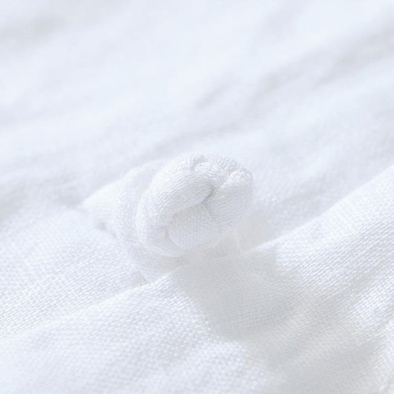 Koszula męska z krótkim rękawem i stójką Buddha Stones Daily Frog-Button z lnu - image 9