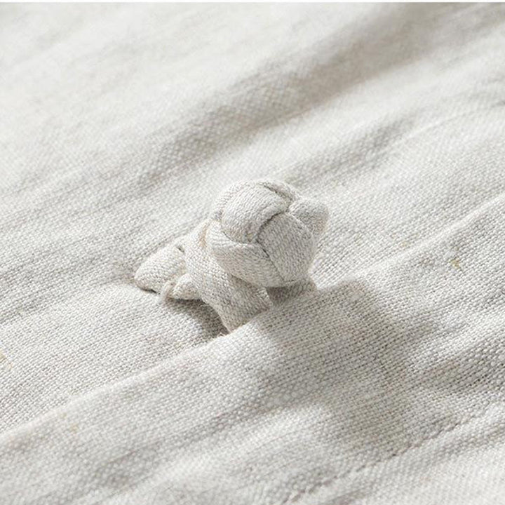 Koszula męska z krótkim rękawem i stójką Buddha Stones Daily Frog-Button z lnu - image 15