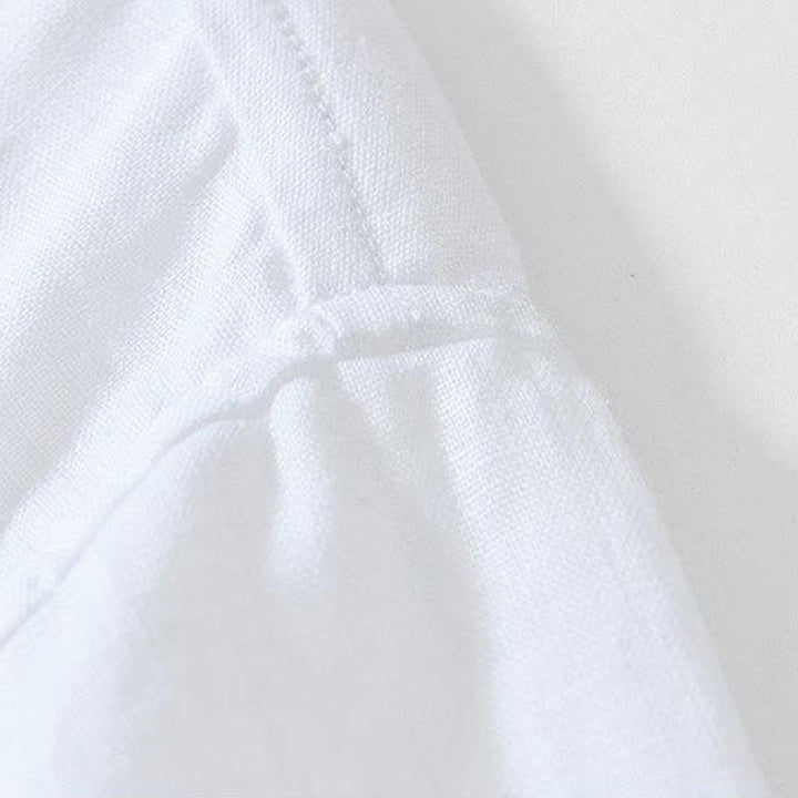 Koszula męska z krótkim rękawem i stójką Buddha Stones Daily Frog-Button z lnu - image 8