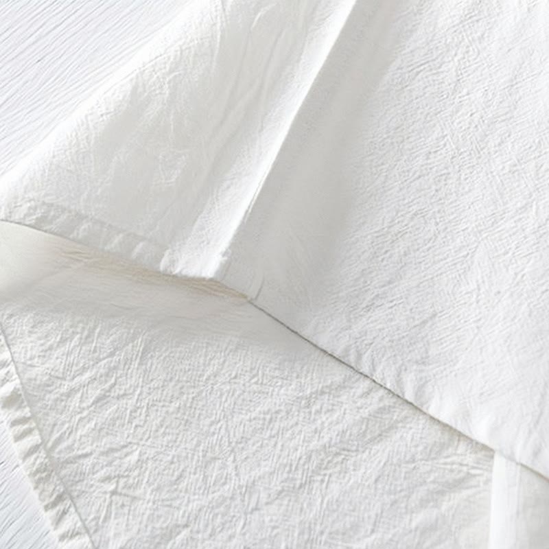 Koszula męska z krótkim rękawem i haftowanym kołnierzykiem typu mandarynka z kamieniami Buddha Stones , bawełną i lnem - image 18