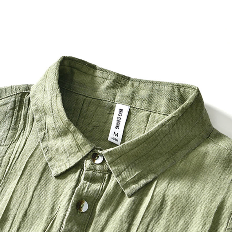 Koszula męska z ramią lnianą, z półguzkiem i prostymi klapami Buddha Stones - image 20