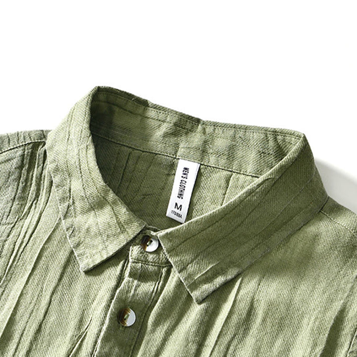 Koszula męska z ramią lnianą, z półguzkiem i prostymi klapami Buddha Stones - image 20