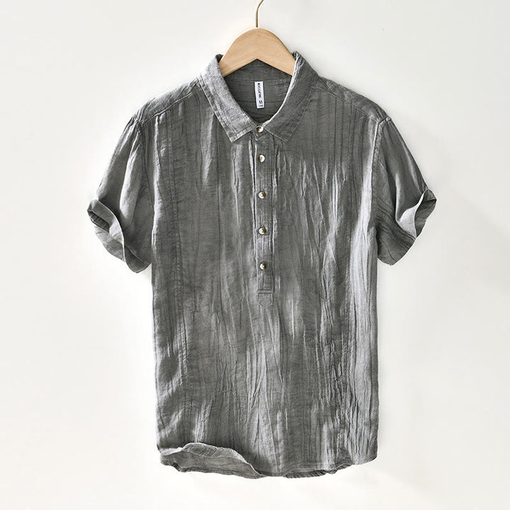 Koszula męska z ramią lnianą, z półguzkiem i prostymi klapami Buddha Stones - LightSlateGray - US/UK/AU44， EU54 (4XL) - image 7
