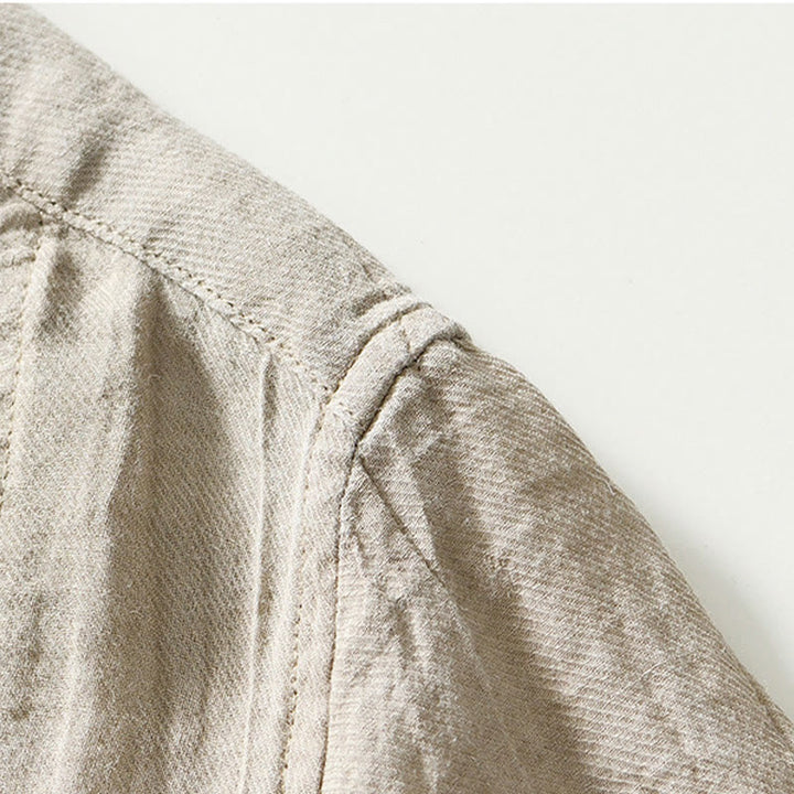 Koszula męska z ramią lnianą, z półguzkiem i prostymi klapami Buddha Stones - image 3