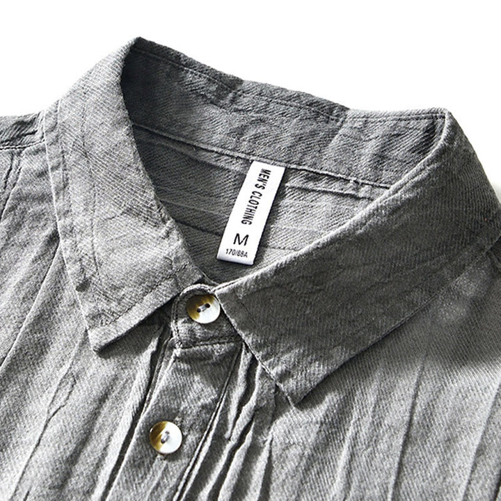 Koszula męska z ramią lnianą, z półguzkiem i prostymi klapami Buddha Stones - image 9