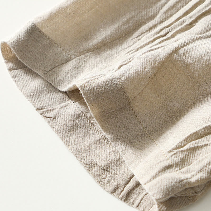 Koszula męska z ramią lnianą, z półguzkiem i prostymi klapami Buddha Stones - image 4