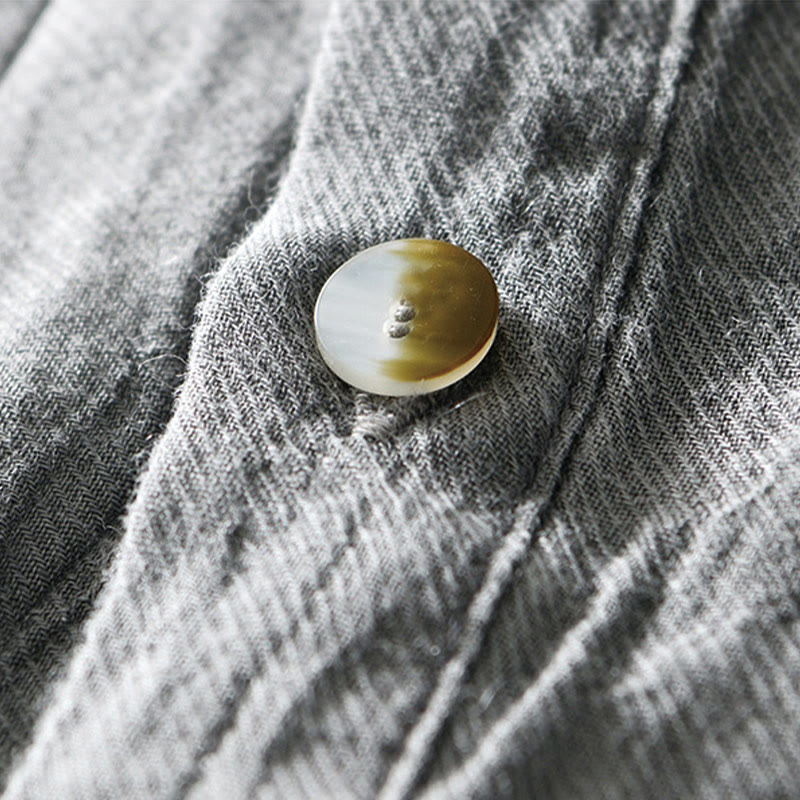 Koszula męska z ramią lnianą, z półguzkiem i prostymi klapami Buddha Stones - image 10