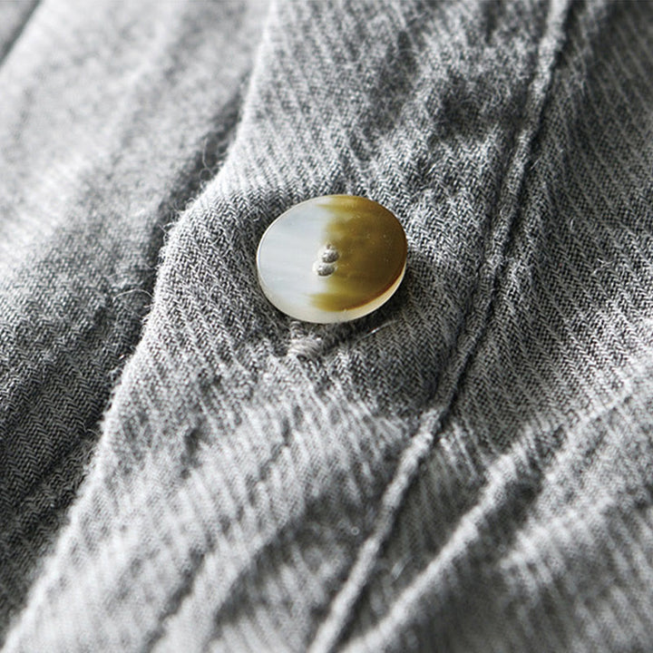 Koszula męska z ramią lnianą, z półguzkiem i prostymi klapami Buddha Stones - image 10