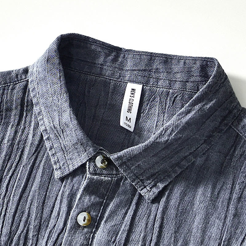 Koszula męska z ramią lnianą, z półguzkiem i prostymi klapami Buddha Stones - image 15